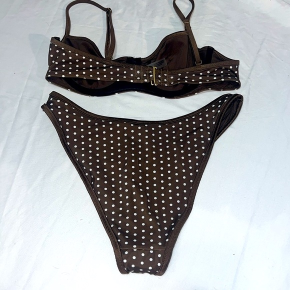 FRANKIE’S BIKINI’S VS PINK Brown Polkadot Bikini set, size medium - Picture 8 of 9